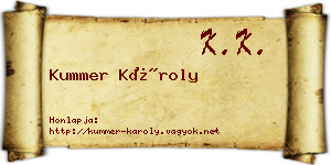Kummer Károly névjegykártya