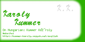 karoly kummer business card